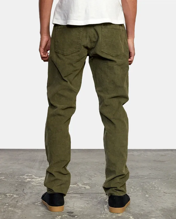 RVCA Mens Pants Daggers Slim Pigment Cord Pant Olive Olv Popular