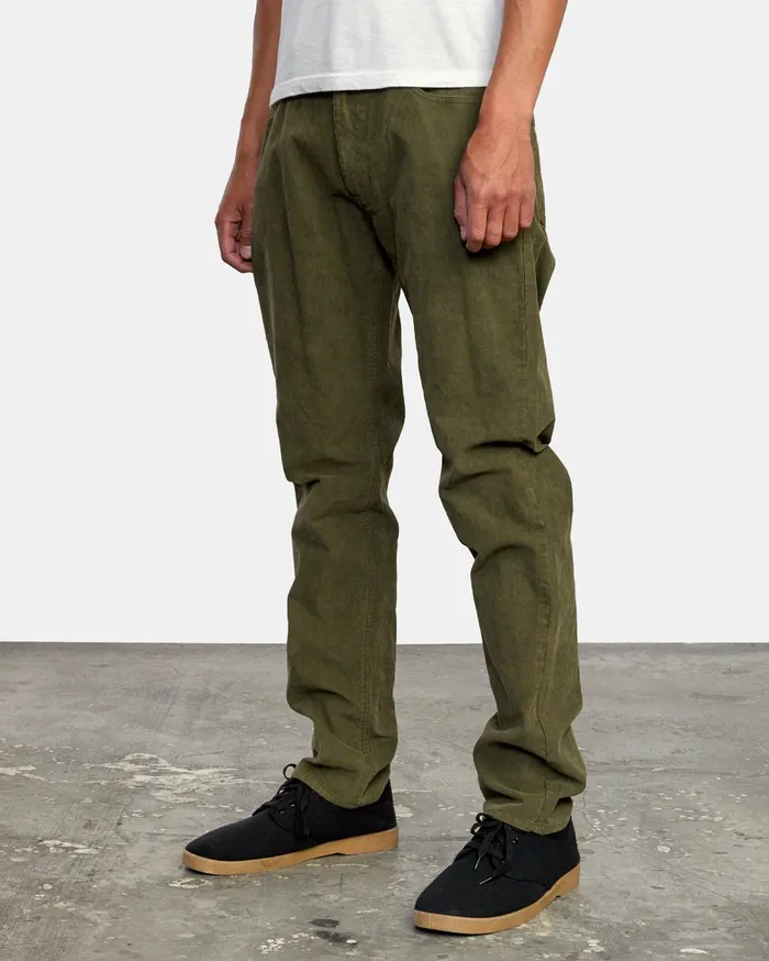 RVCA Mens Pants Daggers Slim Pigment Cord Pant Olive Olv Popular