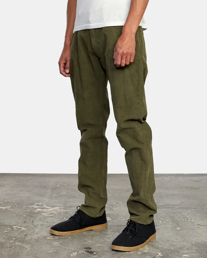 RVCA Mens Pants Daggers Slim Pigment Cord Pant Olive Olv Popular