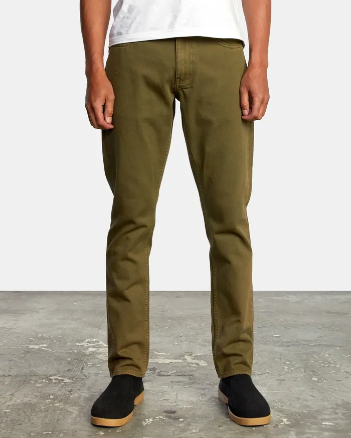 RVCA Mens Pants Daggers Slim Pigment Denim Tobacco Tob Casaul