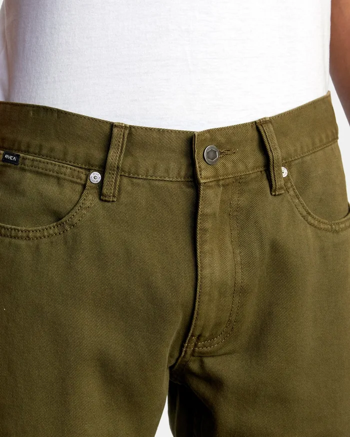 RVCA Mens Pants Daggers Slim Pigment Denim Tobacco Tob Casaul