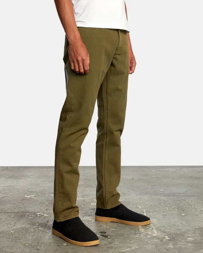 RVCA Mens Pants Daggers Slim Pigment Denim Tobacco Tob Casaul