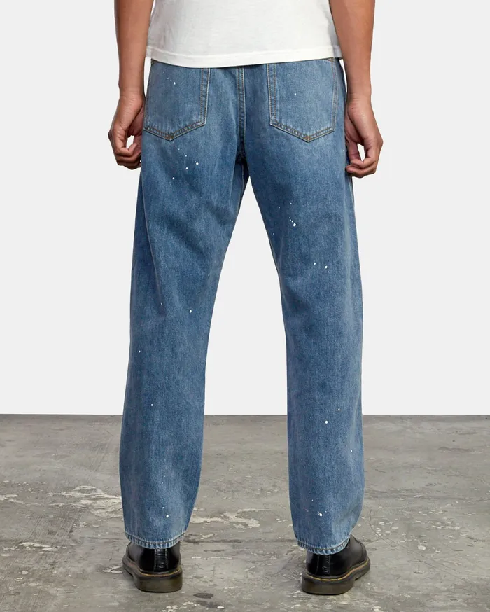 RVCA Mens Pants New Dawn Modern Straight Fit Denim Hemp Splatter Bjn0 Popular
