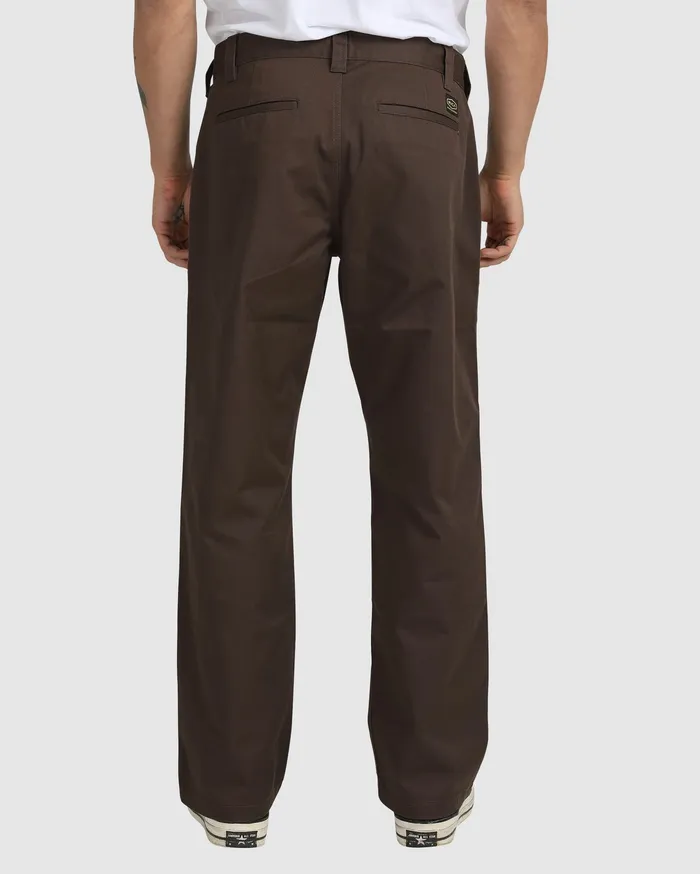 RVCA Mens Pants Recession Americana Relaxed Fit Chino Pants Chocolate Cho For Sale
