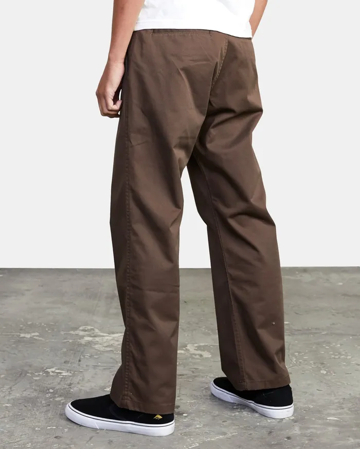 RVCA Mens Pants Recession Americana Relaxed Fit Chino Pants Chocolate Cho For Sale