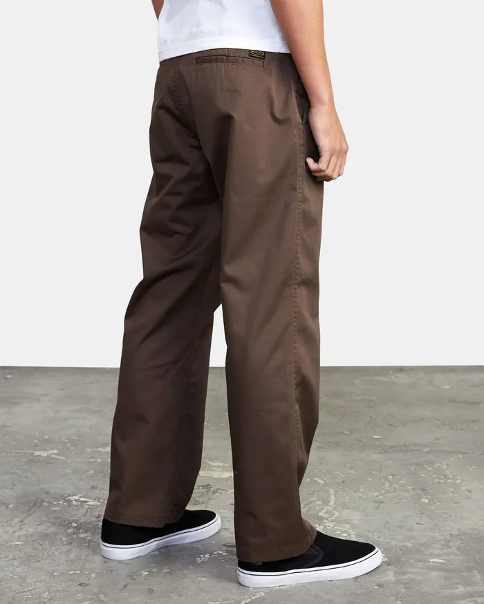 RVCA Mens Pants Recession Americana Relaxed Fit Chino Pants Chocolate Cho For Sale