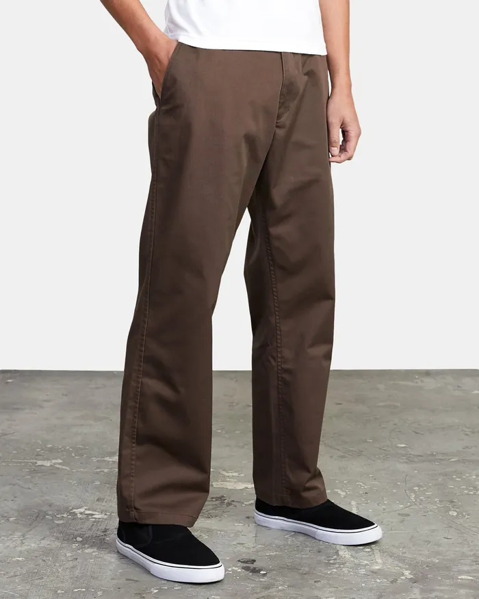RVCA Mens Pants Recession Americana Relaxed Fit Chino Pants Chocolate Cho For Sale