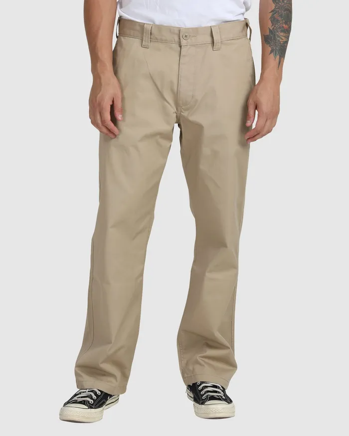 RVCA Mens Pants Recession Americana Relaxed Fit Chino Pants Khaki Kha Cheap On Sale