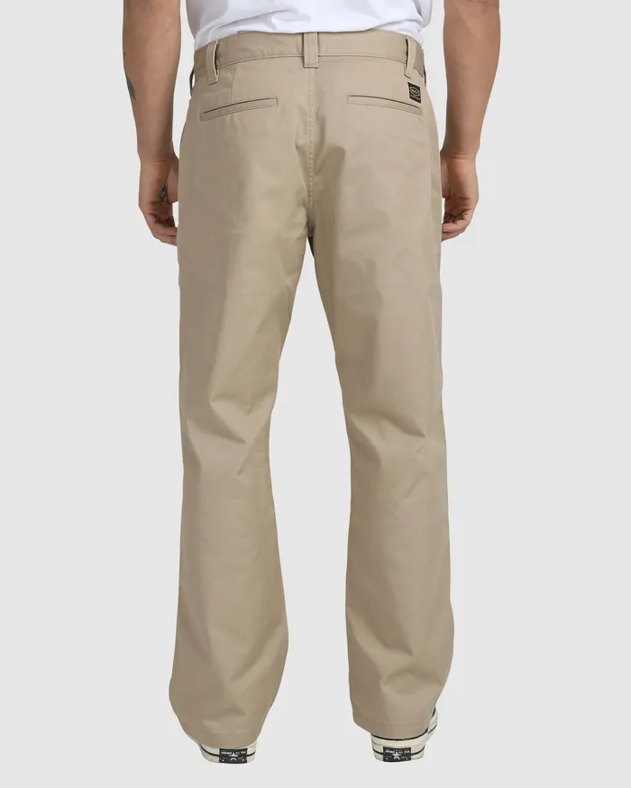 RVCA Mens Pants Recession Americana Relaxed Fit Chino Pants Khaki Kha Cheap On Sale