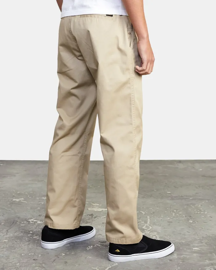 RVCA Mens Pants Recession Americana Relaxed Fit Chino Pants Khaki Kha Cheap On Sale