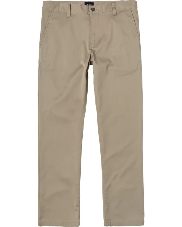 RVCA Mens Pants WeekEnd Stretch Straight Fit Pant Khaki Kha Casaul