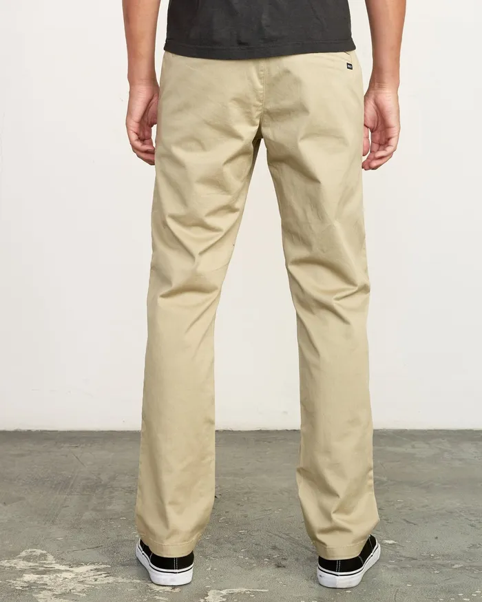 RVCA Mens Pants WeekEnd Stretch Straight Fit Pant Khaki Kha Casaul