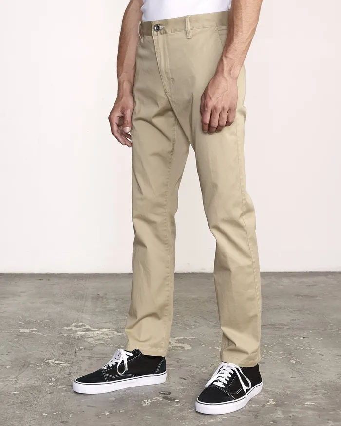 RVCA Mens Pants WeekEnd Stretch Straight Fit Pant Khaki Kha Casaul
