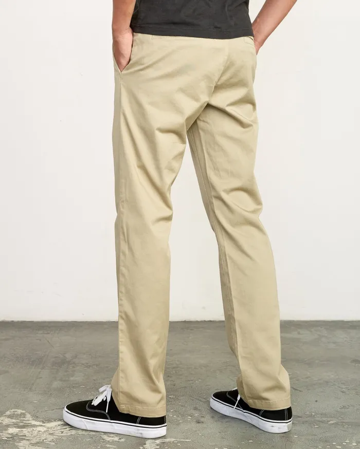 RVCA Mens Pants WeekEnd Stretch Straight Fit Pant Khaki Kha Casaul