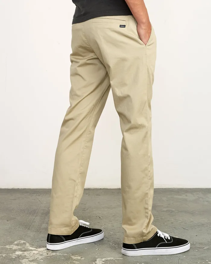 RVCA Mens Pants WeekEnd Stretch Straight Fit Pant Khaki Kha Casaul
