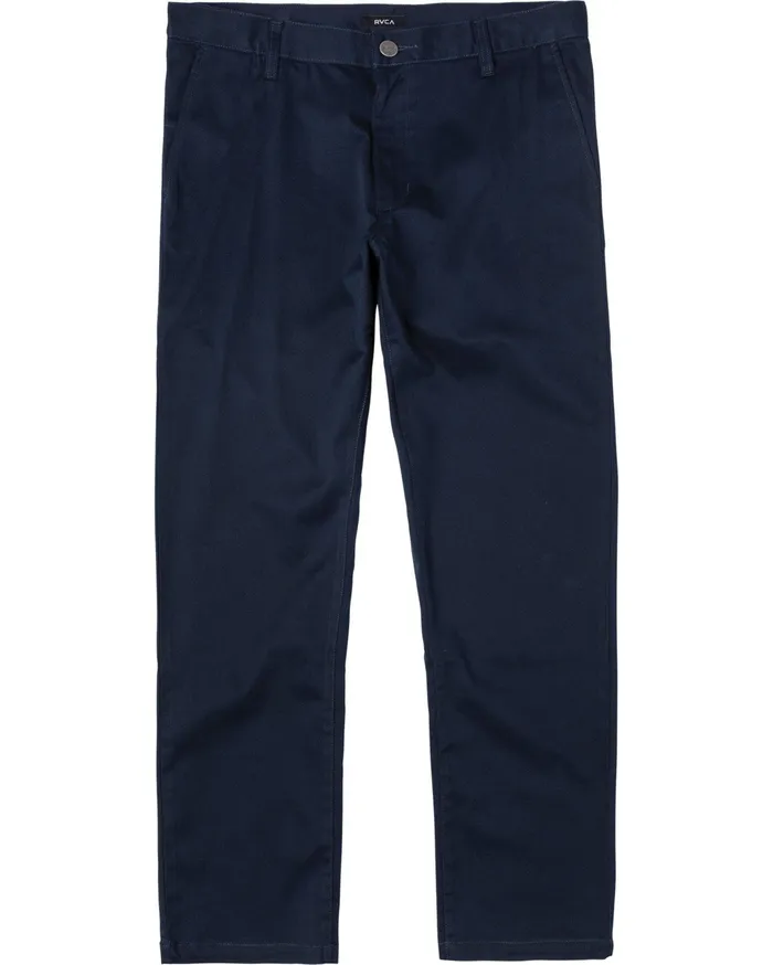 RVCA Mens Pants WeekEnd Stretch Straight Fit Pant Navy Marine Myv Popular