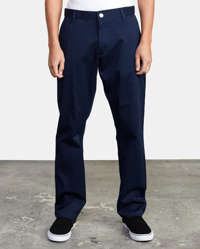 RVCA Mens Pants WeekEnd Stretch Straight Fit Pant Navy Marine Myv Popular