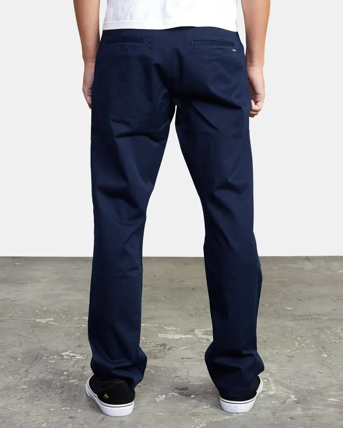 RVCA Mens Pants WeekEnd Stretch Straight Fit Pant Navy Marine Myv Popular