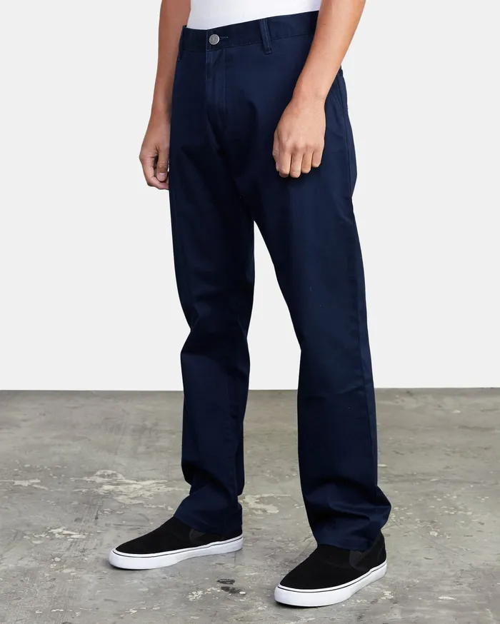 RVCA Mens Pants WeekEnd Stretch Straight Fit Pant Navy Marine Myv Popular