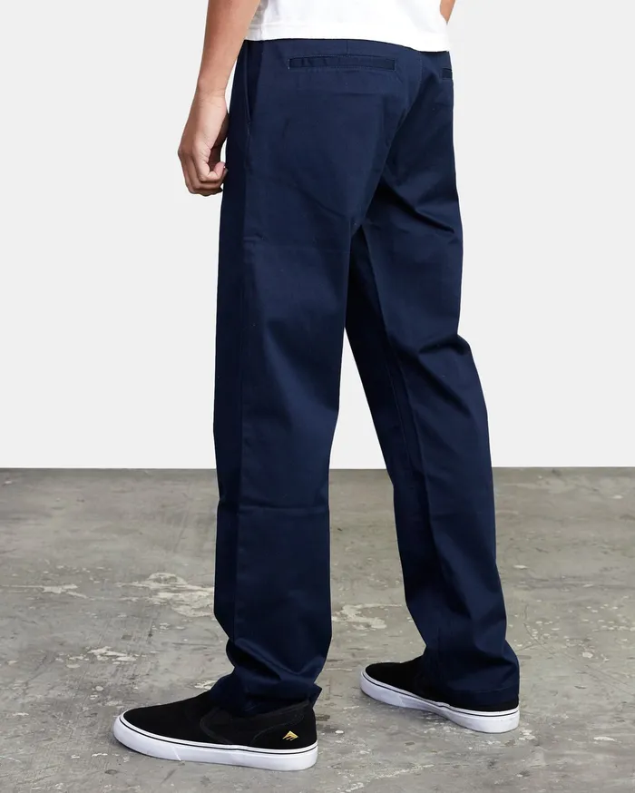 RVCA Mens Pants WeekEnd Stretch Straight Fit Pant Navy Marine Myv Popular