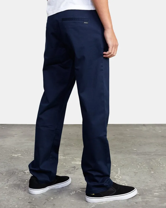 RVCA Mens Pants WeekEnd Stretch Straight Fit Pant Navy Marine Myv Popular