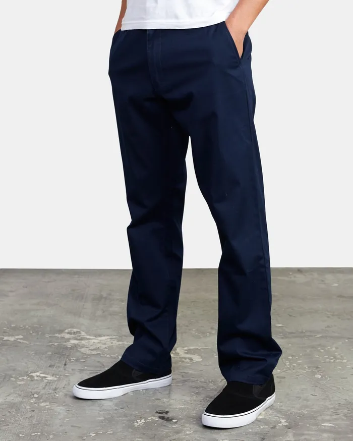 RVCA Mens Pants WeekEnd Stretch Straight Fit Pant Navy Marine Myv Popular