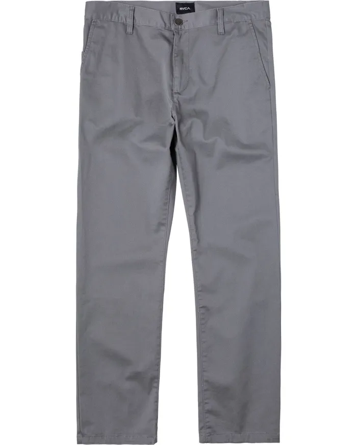 RVCA Mens Pants WeekEnd Stretch Straight Fit Pant Smoke Smk Near Me