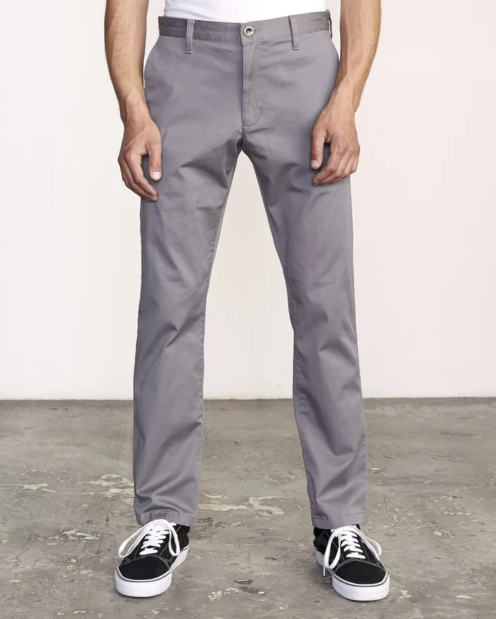 RVCA Mens Pants WeekEnd Stretch Straight Fit Pant Smoke Smk Near Me