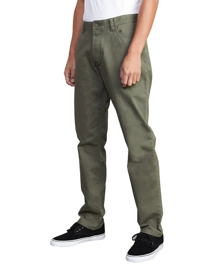 RVCA Mens Pants WeekEnd Twill Straight Fit Pant Olive Olv Near Me