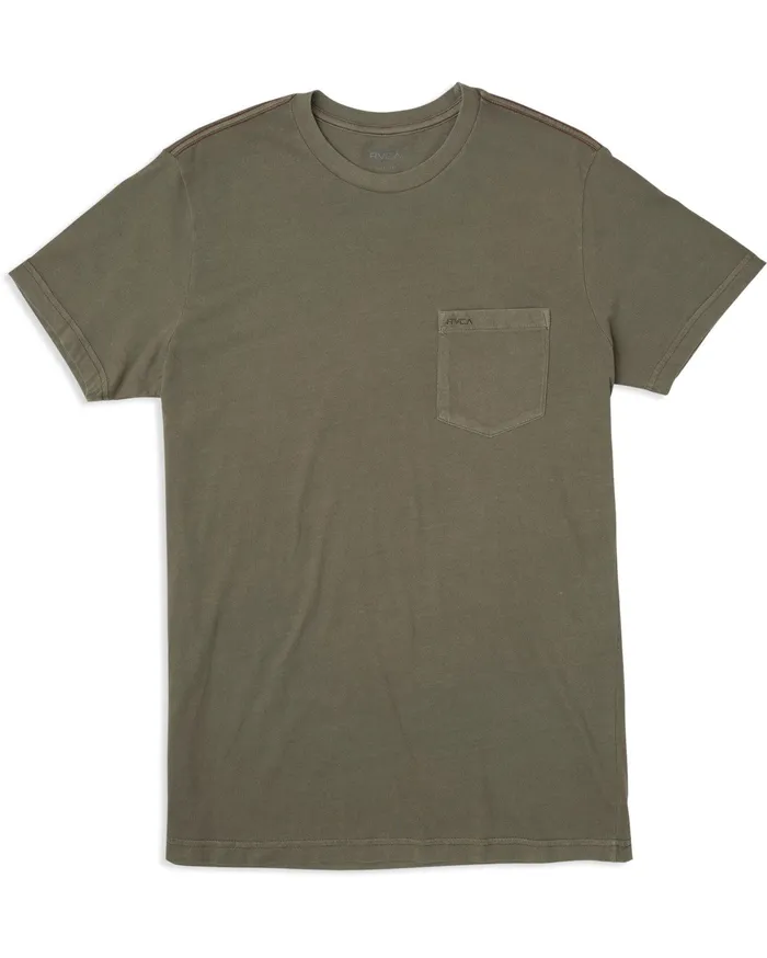 RVCA Mens Pigment Dye Tees Ptc 2 Pigment Tee Olive Olv