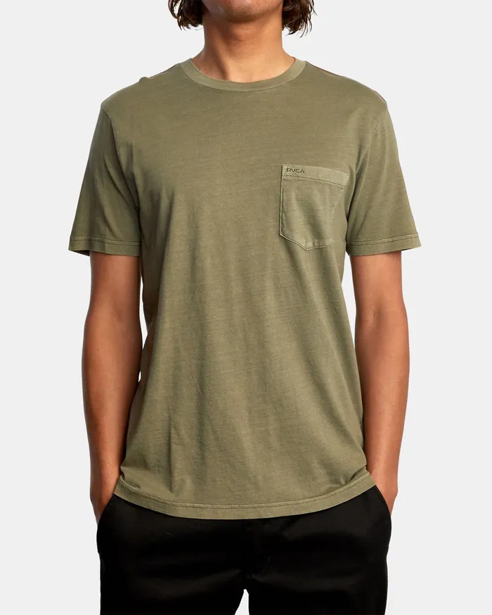 RVCA Mens Pigment Dye Tees Ptc 2 Pigment Tee Olive Olv