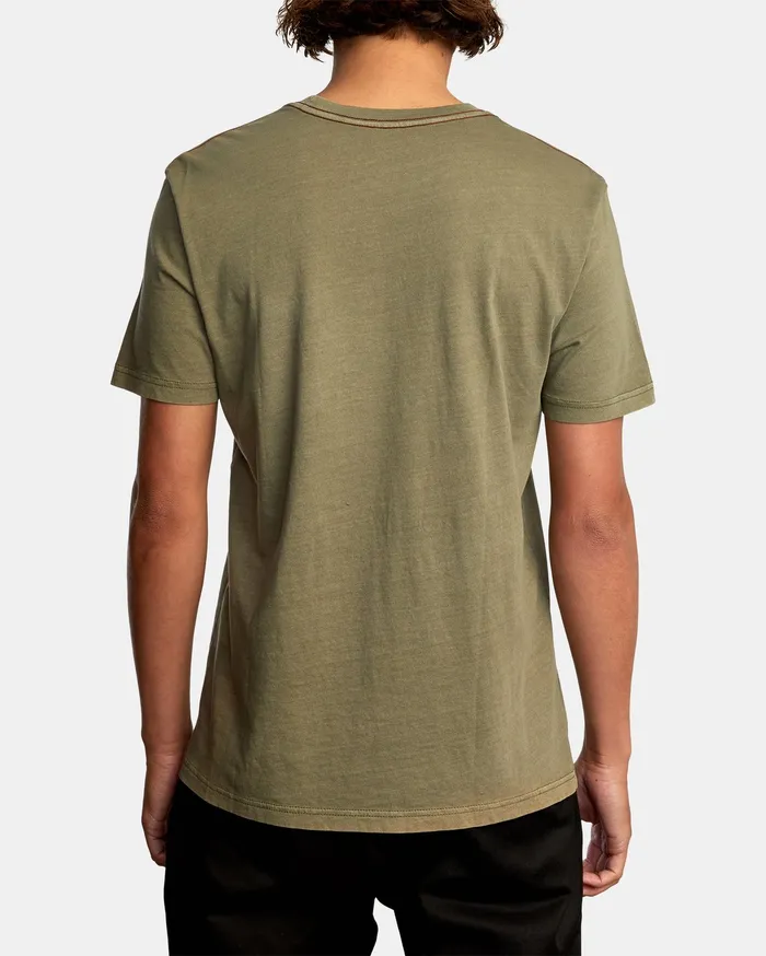 RVCA Mens Pigment Dye Tees Ptc 2 Pigment Tee Olive Olv