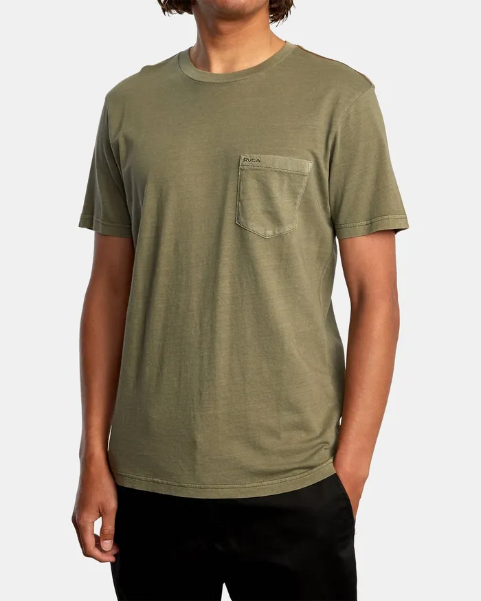 RVCA Mens Pigment Dye Tees Ptc 2 Pigment Tee Olive Olv