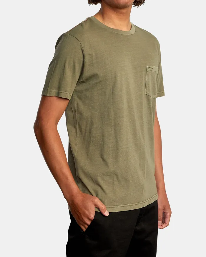 RVCA Mens Pigment Dye Tees Ptc 2 Pigment Tee Olive Olv