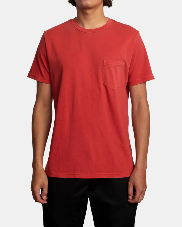 RVCA Mens Pigment Dye Tees Ptc Ii Pigment Short Sleeve Tee Chili Chl
