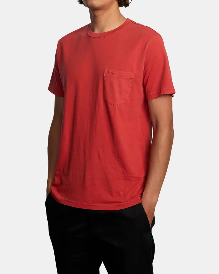 RVCA Mens Pigment Dye Tees Ptc Ii Pigment Short Sleeve Tee Chili Chl