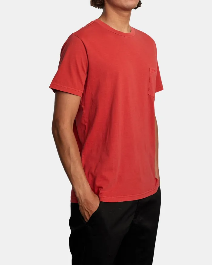 RVCA Mens Pigment Dye Tees Ptc Ii Pigment Short Sleeve Tee Chili Chl