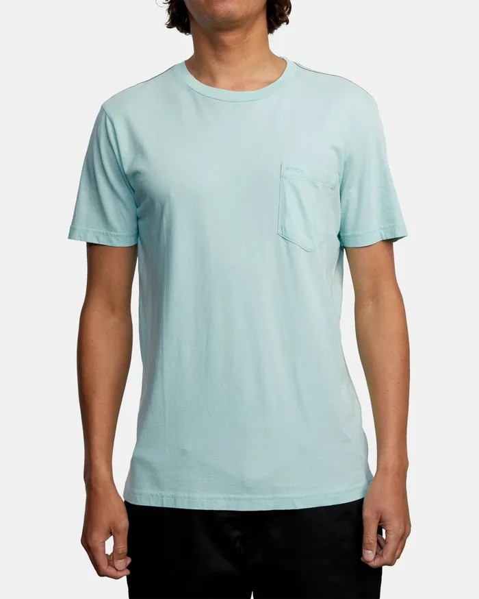 RVCA Mens Pigment Dye Tees Ptc Ii Pigment Short Sleeve Tee Ice Blue Icb