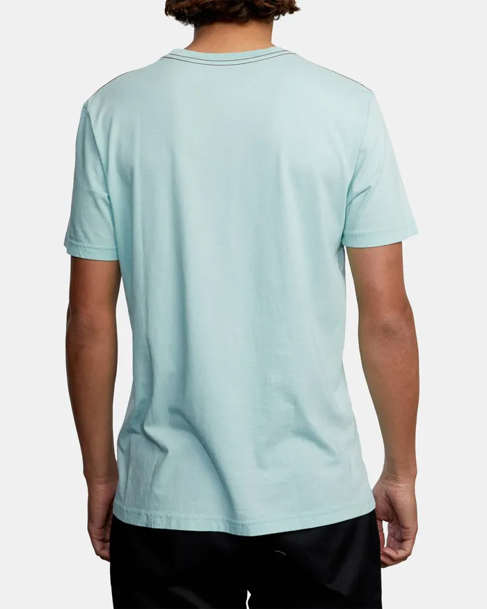 RVCA Mens Pigment Dye Tees Ptc Ii Pigment Short Sleeve Tee Ice Blue Icb