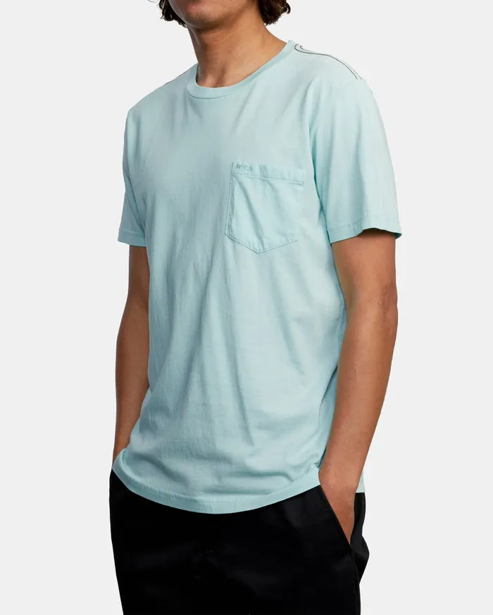 RVCA Mens Pigment Dye Tees Ptc Ii Pigment Short Sleeve Tee Ice Blue Icb