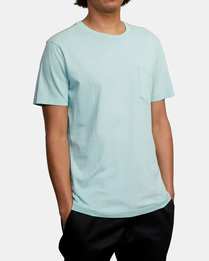 RVCA Mens Pigment Dye Tees Ptc Ii Pigment Short Sleeve Tee Ice Blue Icb