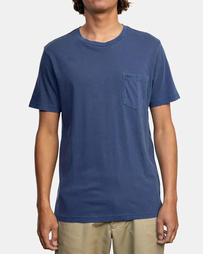 RVCA Mens Pigment Dye Tees Ptc Ii Pigment Short Sleeve Tee Moody Blue Mdy
