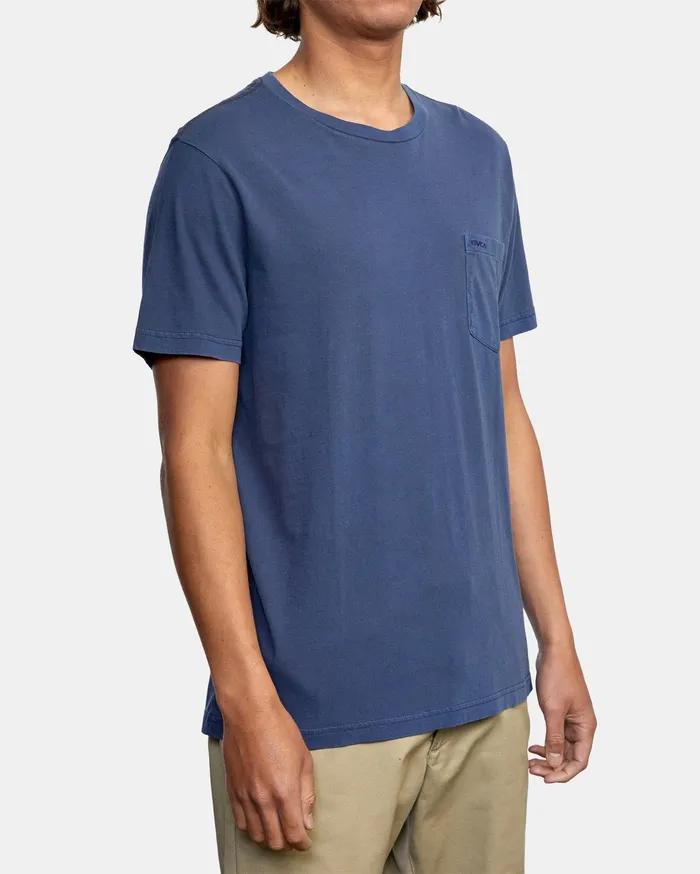RVCA Mens Pigment Dye Tees Ptc Ii Pigment Short Sleeve Tee Moody Blue Mdy