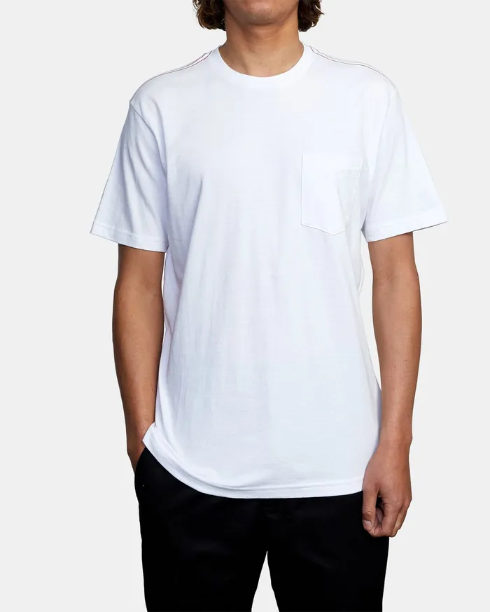 RVCA Mens Pigment Dye Tees Ptc Standard Wash Short Sleeve Tee White Wht
