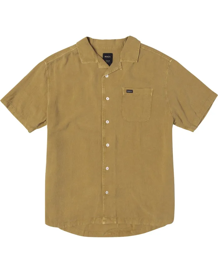 RVCA Mens Shirts Beat Short Sleeve Shirt Golden Rod Gdr Gift 4 You