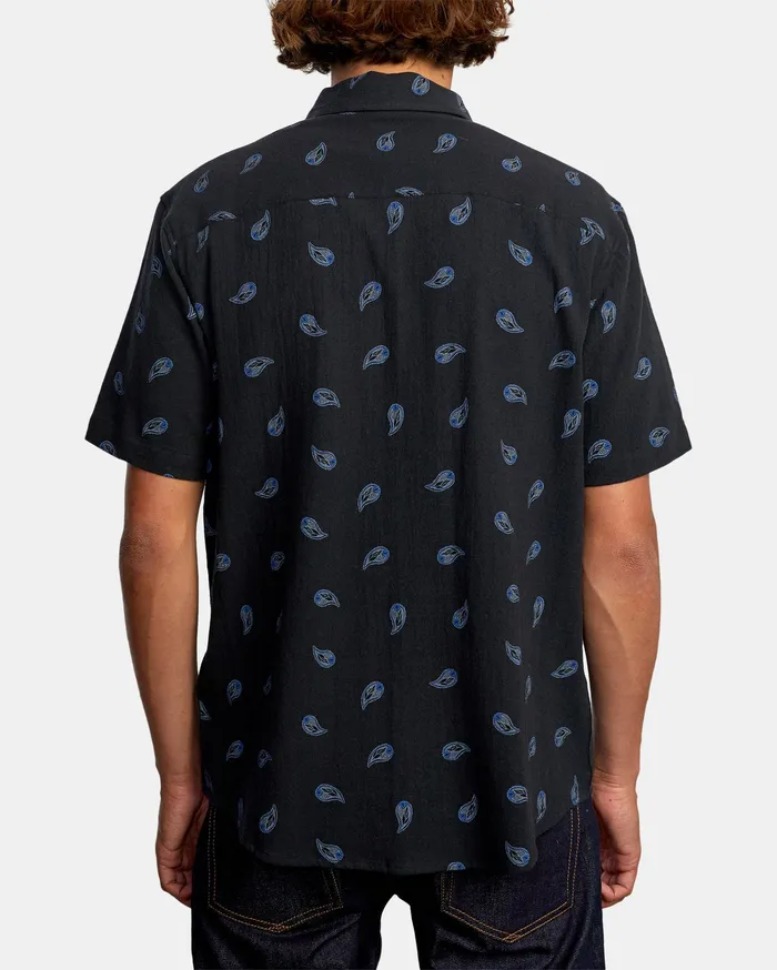 RVCA Mens Shirts Colours Paisley Short Sleeve Shirt Black Blk Gift 4 You