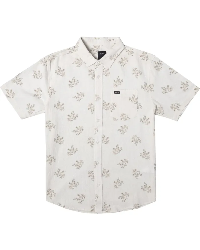 RVCA Mens Shirts Prarie Floral Short Sleeve Shirt Natural Nat Gift Ideas