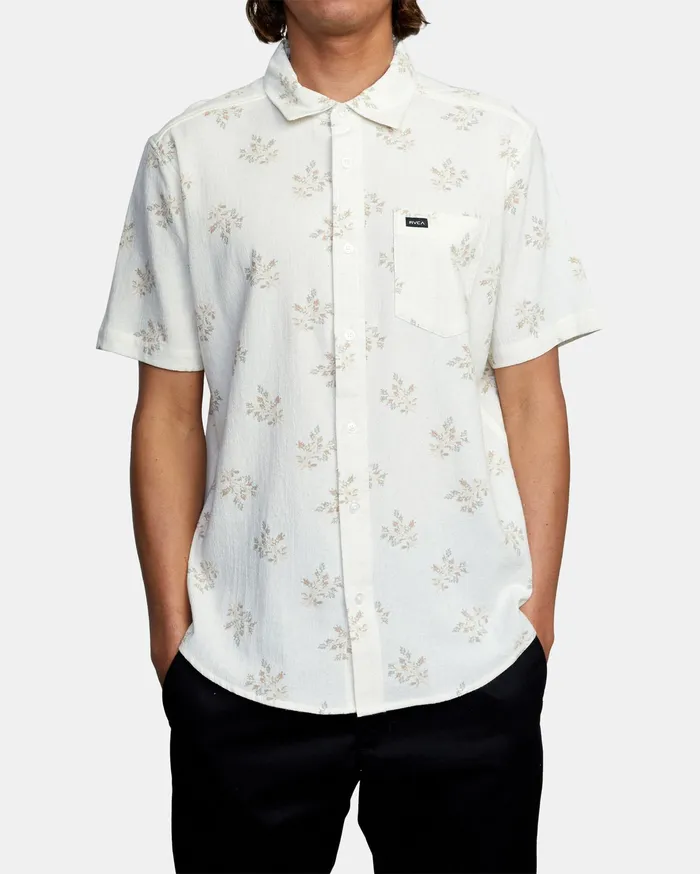 RVCA Mens Shirts Prarie Floral Short Sleeve Shirt Natural Nat Gift Ideas
