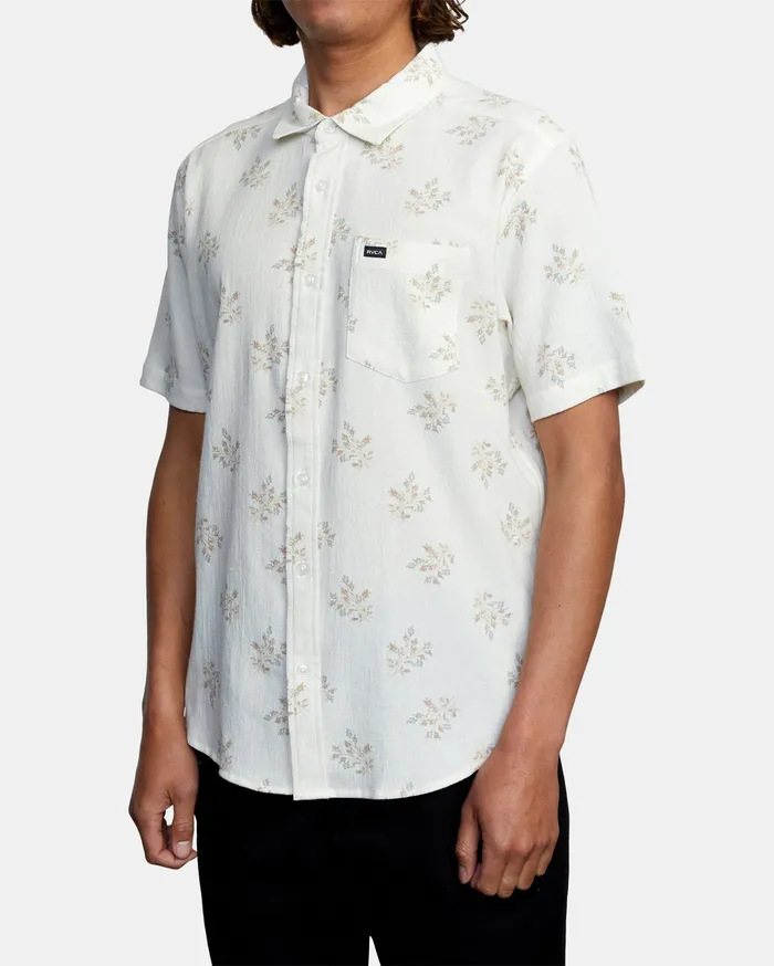 RVCA Mens Shirts Prarie Floral Short Sleeve Shirt Natural Nat Gift Ideas