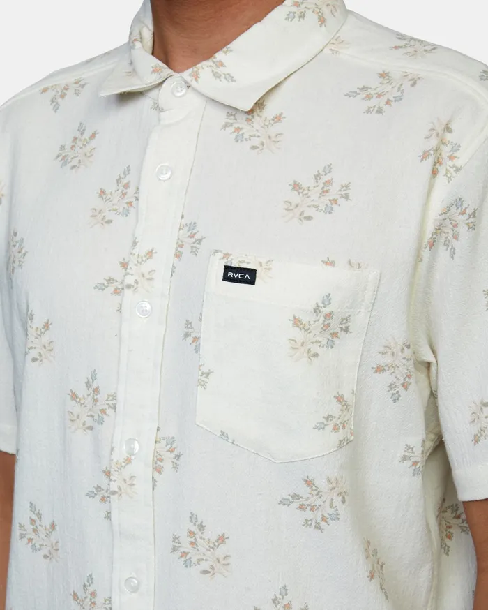 RVCA Mens Shirts Prarie Floral Short Sleeve Shirt Natural Nat Gift Ideas